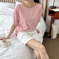 도밀리 데일리 무지 베이직 티셔츠 여름 반팔티 여성