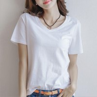여자 단색 캐주얼 티셔츠 반팔 필수템 무지 반팔티
