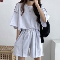여성 2컬러 베이직 여름 반팔 루즈핏 셋업 LK-SS36