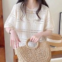 펀칭 자수 여성 반팔 가을 블라우스 데이트룩 휴가룩