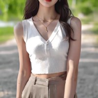 여성 니트 조끼 이너 나시 핫걸 크롭 뷔스티에