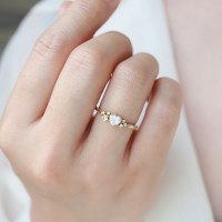 여성 데일리 큐빅 하트 프린세스 스톤 반지 링