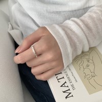 여성 데일리 실버 물결 꽈배기 오픈 꼬임 반지 링