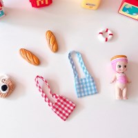 인형용 깅엄체크 가방(2컬러)