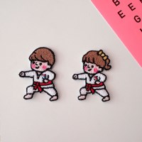 태권도 소년 소녀 자수 패치 와펜(2종)