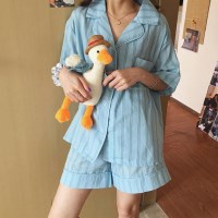 블루 스트라이프 파자마세트 잠옷세트 홈웨어