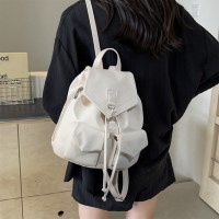 여자 투포켓 가죽백팩 스트링 고리 데일리 백팩