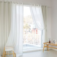 어반 형상기억 암막+비침없는 심플 쉬폰 긴창커튼 4장