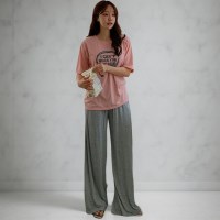여자 레터링 라운드넥 반팔 폴리 티셔츠