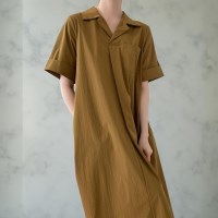 여자 포켓 카라넥 박시 롤업반팔 롱원피스