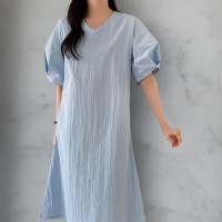 여자 벌룬 브이 빅사이즈 임부복 롱원피스