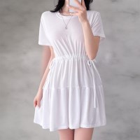 여자 허리스트링 미니 반팔 캉캉 원피스