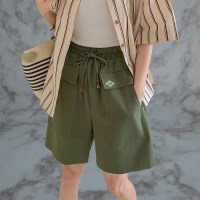 여자 4부 바이오워싱 면 썸머와이드 반바지