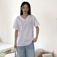 여성 썸머 오버핏 브이넥 반팔 티셔츠