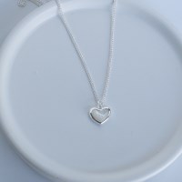 화이트 자개 하트 실버 목걸이 러블리 데일리 포인트 주얼리