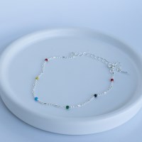 써머 포인트 비즈 실버 팔찌 얇은 데일리 팔찌