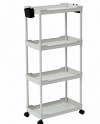 선반 바구니 틈새수납 이동식 4단 트롤리 화이트