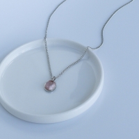 핑크 오벌 원석 실버 목걸이 데일리 감성 포인트 주얼리