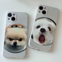 귀여운 얼빡 고양이 강아지 실버 케이스 아이폰 갤럭시