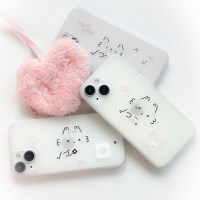 감성 반투명 매트 고양이 이모티콘 이모지 캐릭터 케이스