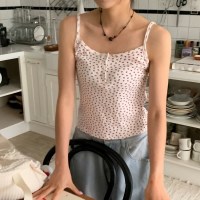 딸기 앞단추 끈나시 민소매 여름 슬리브리스 2 color