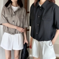 여름 시원한 포켓 단추 스프링 데일리 편한 여성 반팔자켓