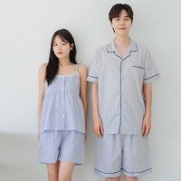 ( 노브라OK ) 나시 커플 잠옷 아사면 여름 파자마 브라캡 내장