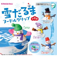 일본가챠 눈사람 컵라면 덮개 클립 귀여운 피규어 4종 가챠 (랜덤)