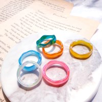 AB 오로라 심플 물결 아크릴 반지