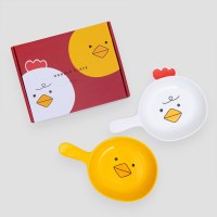 핸들 플레이트 2P 세트 - 12 드로잉 치킨 (손잡이 앞접시)