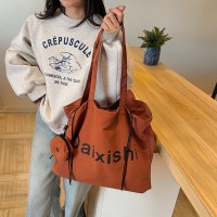 여성 여름 클러치 캔버스 에코백 레터링 폴딩백