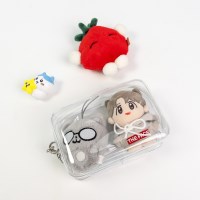 pvc 투명 10cm 인형 더블사각 가방고리 파우치