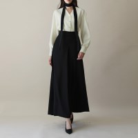 시크 블랙 플레어핏 롱 클래식 A라인 와이드 팬츠 통바지
