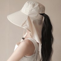 와이드 챙 턱 끈 벙거지 썬캡 바캉스 모자