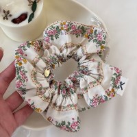 여성 프렌치 장미 로즈 플라워 곱창 스크런치