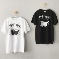 털뿜뿜 고양이 반팔 티셔츠 (화이트 / 블랙)