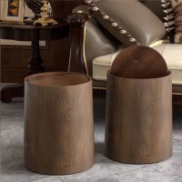 내일의공간 PP 월넛 원목 뚜껑 휴지통 12L,15L (쓰레기통)