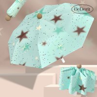 여름 키치 민트초코 별 3단 자동 접이식 우산 양산