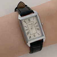 [고퀄] 베가 실버 스퀘어 가죽 손목 시계 (25W004)