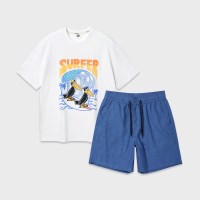 [SET] 앨빈클로 서퍼 오버핏 반팔티 썸머 바이오위싱 멀티 하프 팬츠