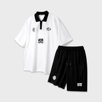 [SET] 앨빈클로 메쉬 카라 반팔티 밴딩 반바지 셋업