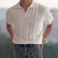 오버사이즈 펀칭 메쉬 남성 반팔 니트