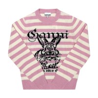 가니 K2426 065 버니 그래픽 로고 울 믹스 여성니트