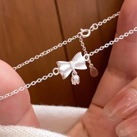 여성 실버 925 리본 은방울 플라워 팔찌