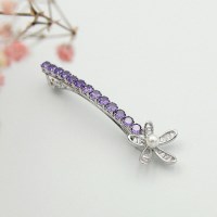 제이로렌 진주 플라워 퍼플큐빅 자동핀 H01431