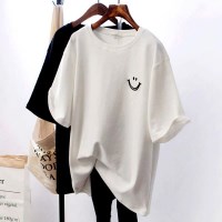 여성 반팔티 프린트 스마일