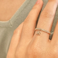 925 행운의 하트 체인 무도금 실버 반지