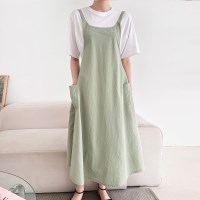 여자 바스락 백리스 뒷밴딩 포켓 여름 롱원피스