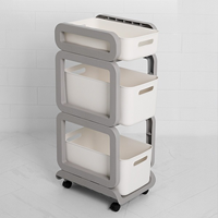 히키스 부드러운 슬라이딩 3단 바스켓 이동식 트롤리