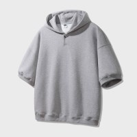 앨빈클로 무지 스냅 버튼 오버핏 반팔 후드티 AST3507 (3 COLOR)